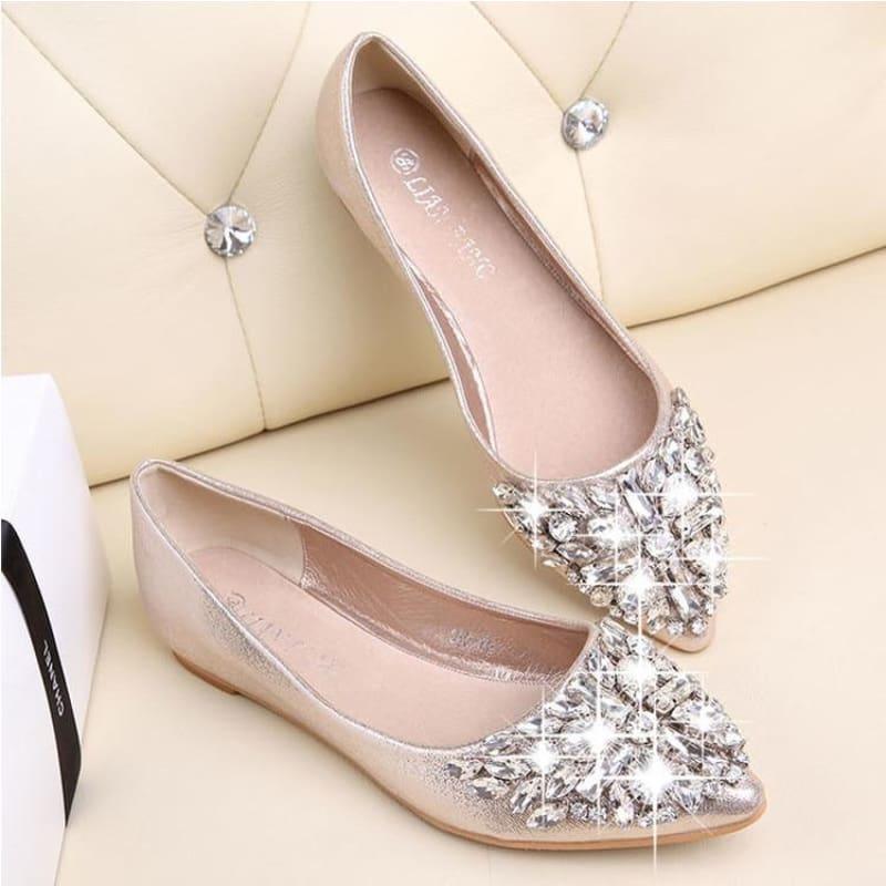 Rhinestone Princess Crystal Fashion Ballet Flats - Flats