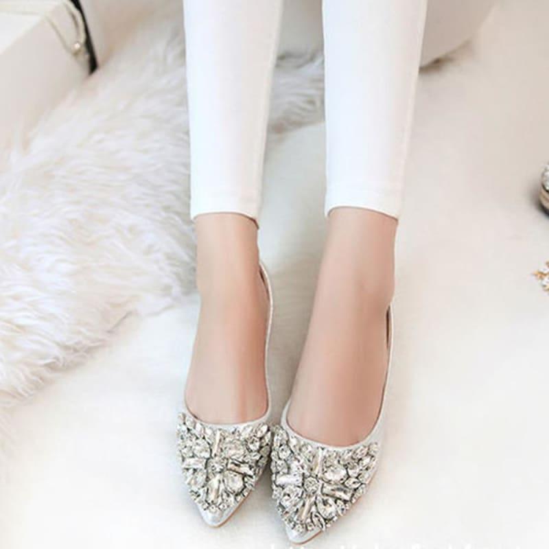 Rhinestone Princess Crystal Fashion Ballet Flats - Flats