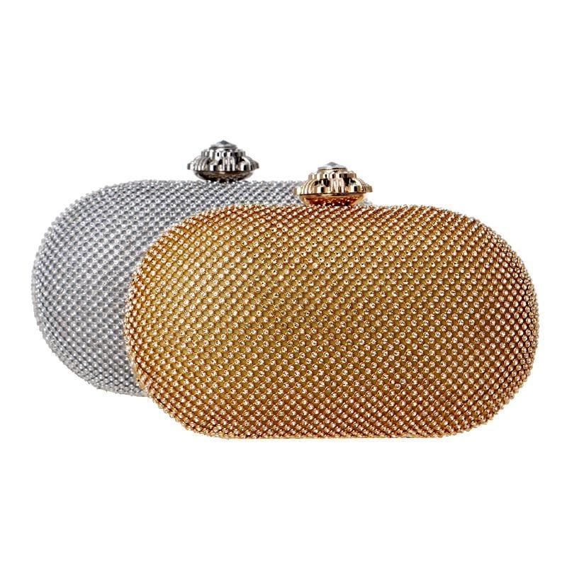 Rhinestones Women Evening Bag Flower Metal Crystal Clutch - Clutch