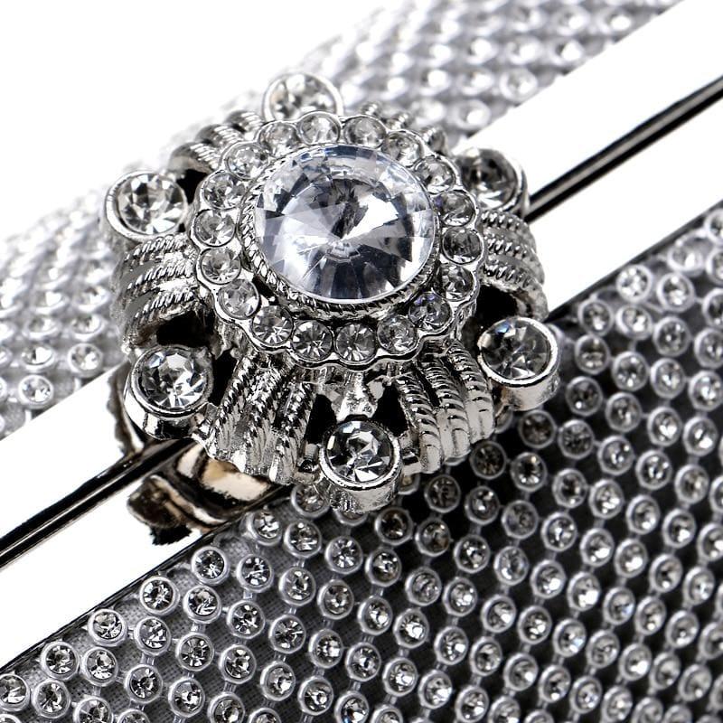 Rhinestones Women Evening Bag Flower Metal Crystal Clutch - Clutch