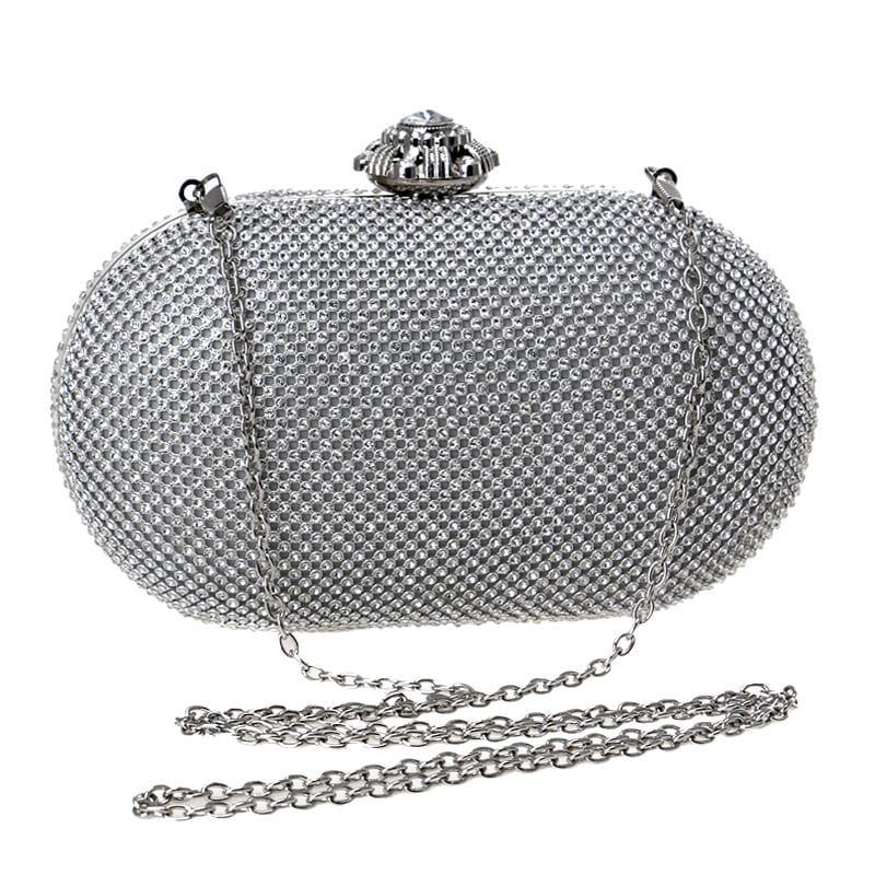 Rhinestones Women Evening Bag Flower Metal Crystal Clutch - Clutch