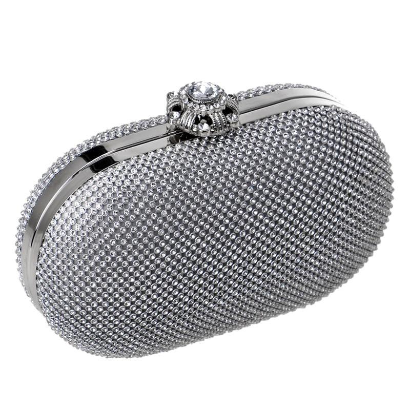 Rhinestones Women Evening Bag Flower Metal Crystal Clutch - Clutch