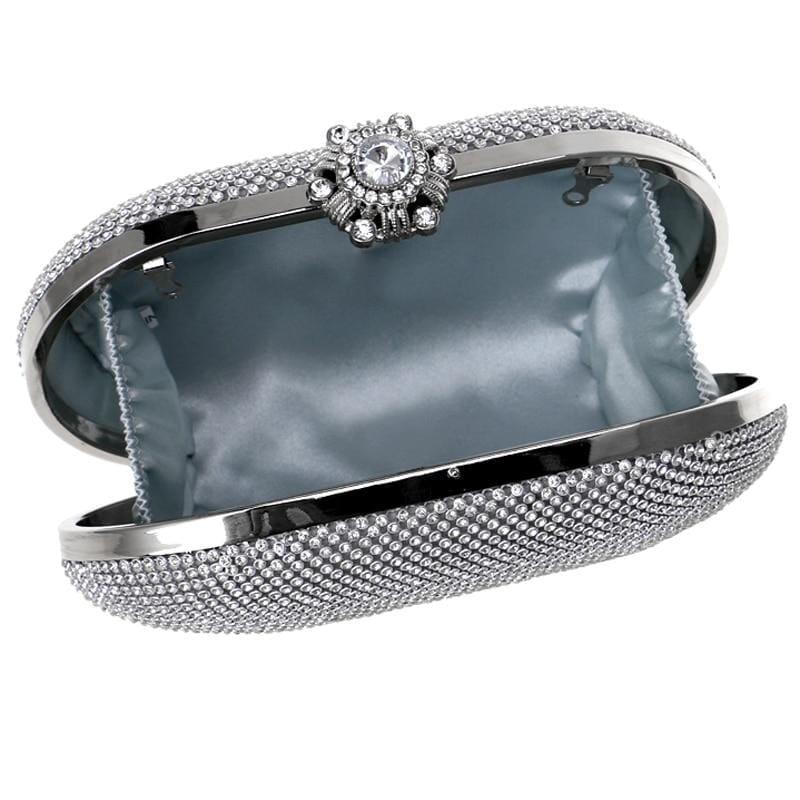 Rhinestones Women Evening Bag Flower Metal Crystal Clutch - Clutch