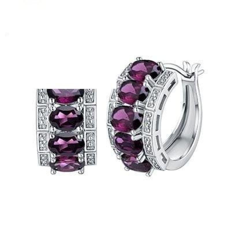 Rhodolite Elegant Design 925 Sterling Silver Clasp Earrings - rhodolite garnet - Earrings