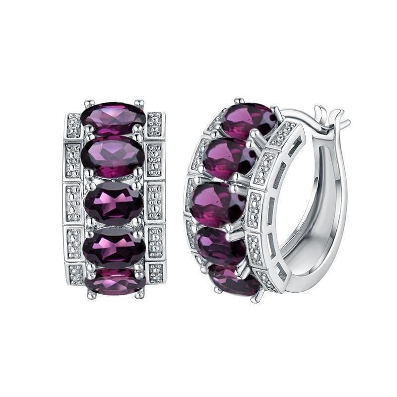 Rhodolite Elegant Design 925 Sterling Silver Clasp Earrings - Earrings