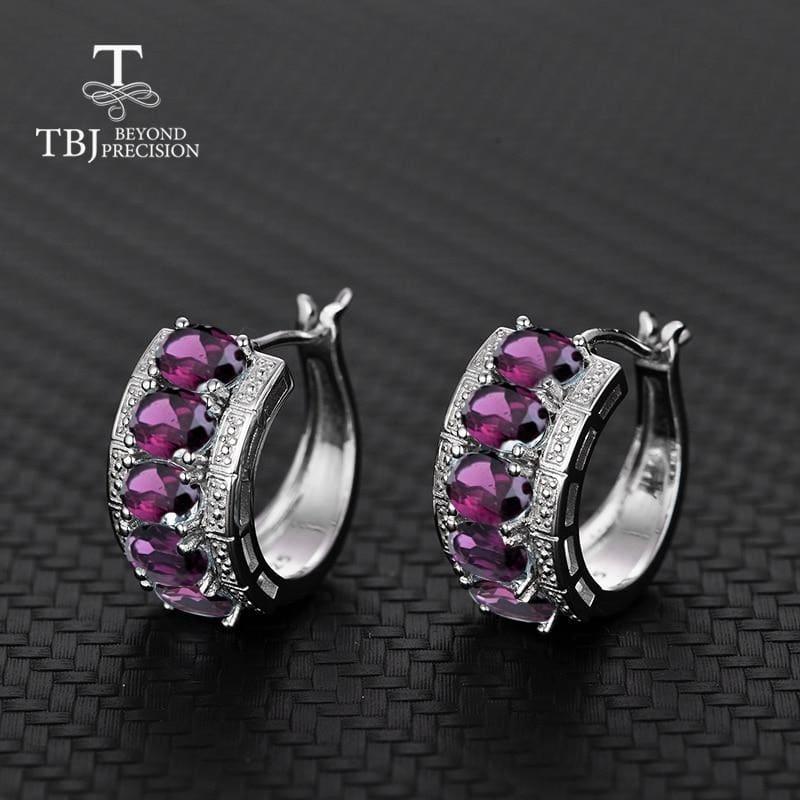 Rhodolite Elegant Design 925 Sterling Silver Clasp Earrings - Earrings