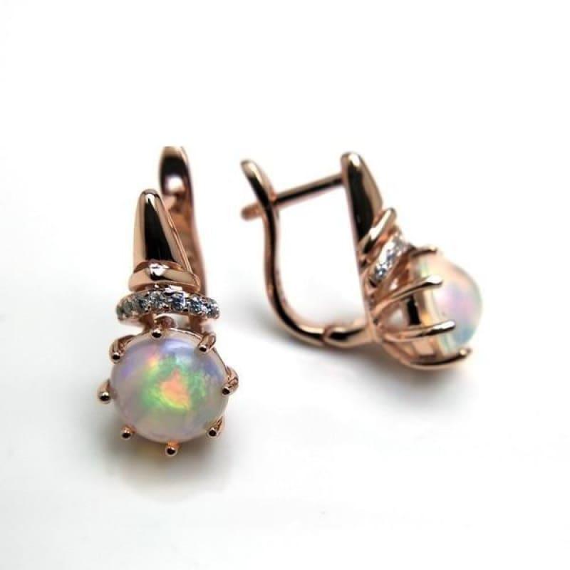 Romantic Ethiopian Opal Gemstone Elegant Clasp Lovely Earrings - opal - earrings