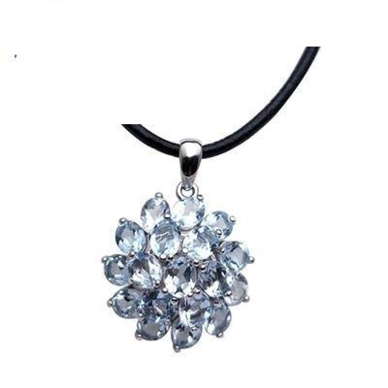 Romantic Natural Blue Topaz Gemstone Ring Pendant Earring Jewelry Set - pendant / 6 / 50cm - jewelry set