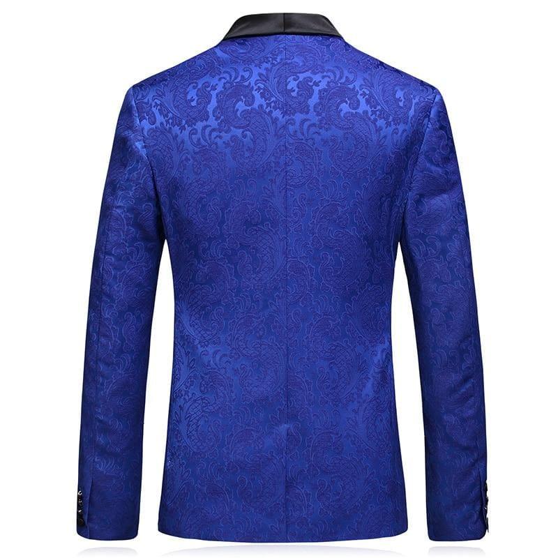 Royal Blue Jacquard Blazer For Men Floral Pattern Tuxedo Jackets - Mens jackets