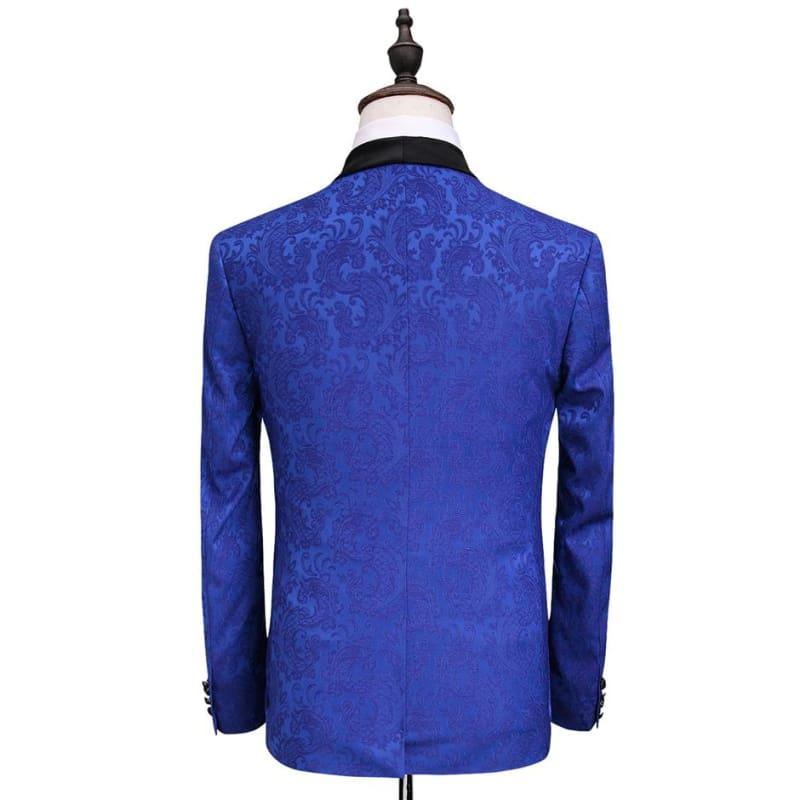 Royal Blue Jacquard Mens Formal Tuxedo Suits - Mens suits