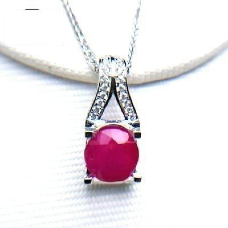 Ruby Big Round 2.3ct Precious Gemstone Pendant - Natural Ruby - Necklace