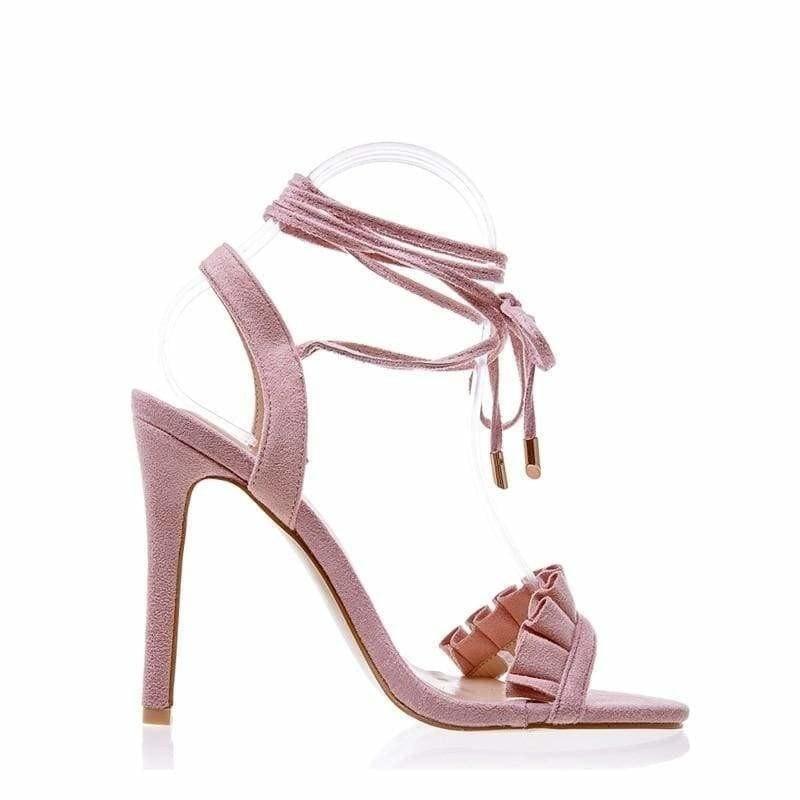 Ruffle Cross Ankle Strap High Heels Sandals - Sandals