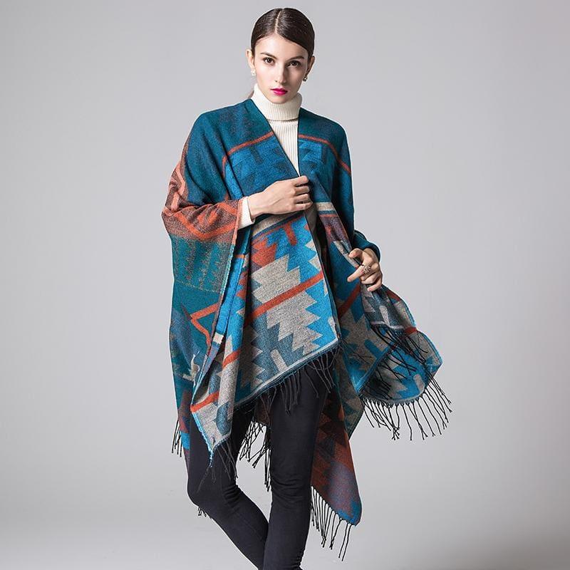 Ruicestai Ponchos and Shawl Knit Cashmere Scarf - scarf