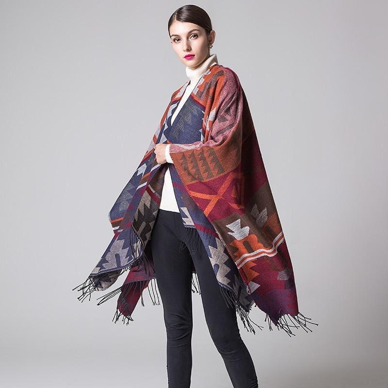 Ruicestai Ponchos and Shawl Knit Cashmere Scarf - scarf