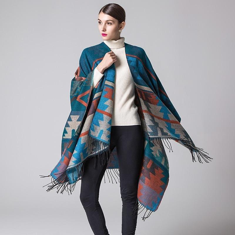 Ruicestai Ponchos and Shawl Knit Cashmere Scarf - scarf