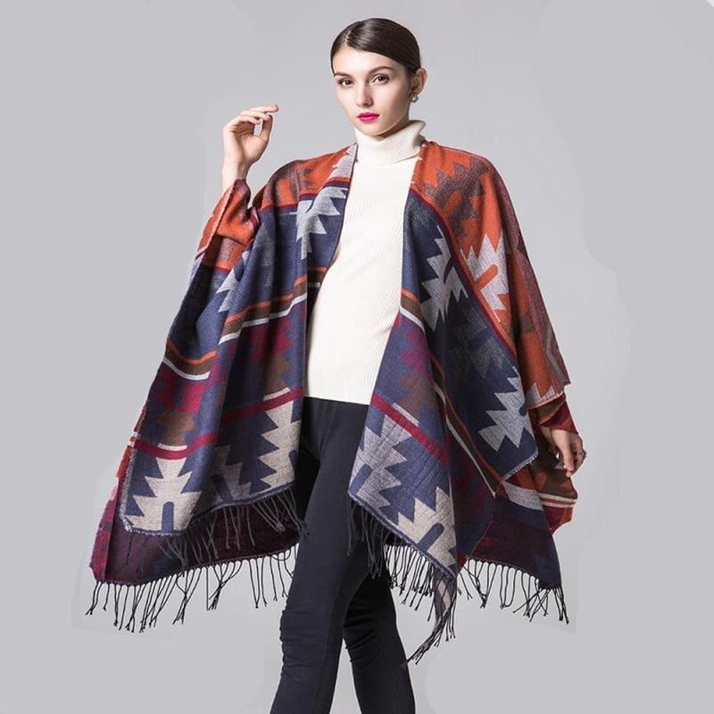 Ruicestai Ponchos and Shawl Knit Cashmere Scarf - scarf