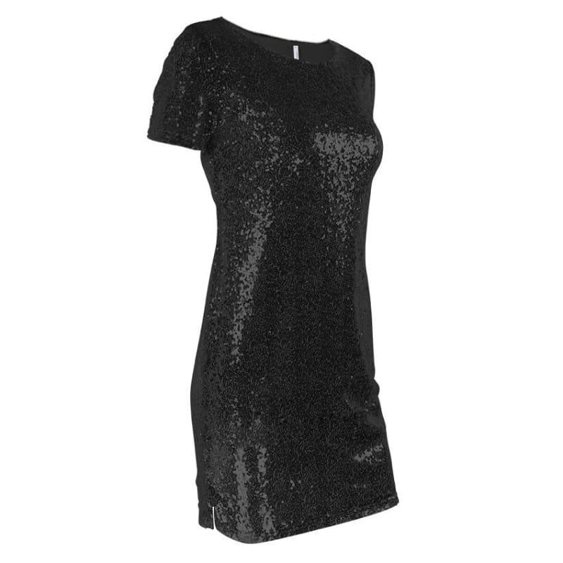 Sequins Gold T Shirt Evening Mini Dress - Mini Dress