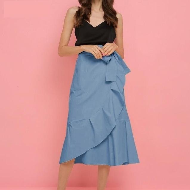 Sexy Ruffled Party High Waist Mid-Calf Skirt - TeresaCollections