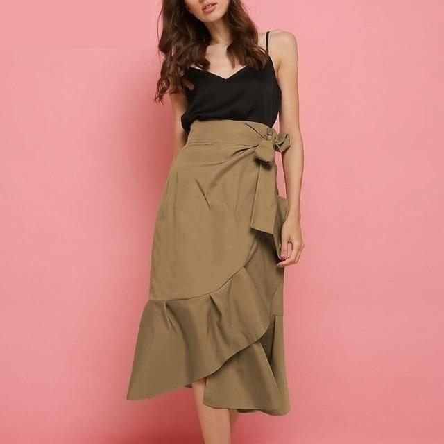 Sexy Ruffled Party High Waist Mid-Calf Skirt - TeresaCollections