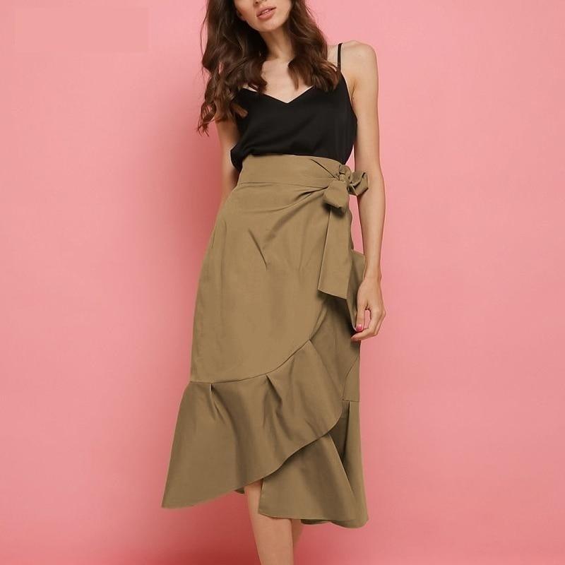 Sexy Ruffled Party High Waist Mid-Calf Skirt - TeresaCollections