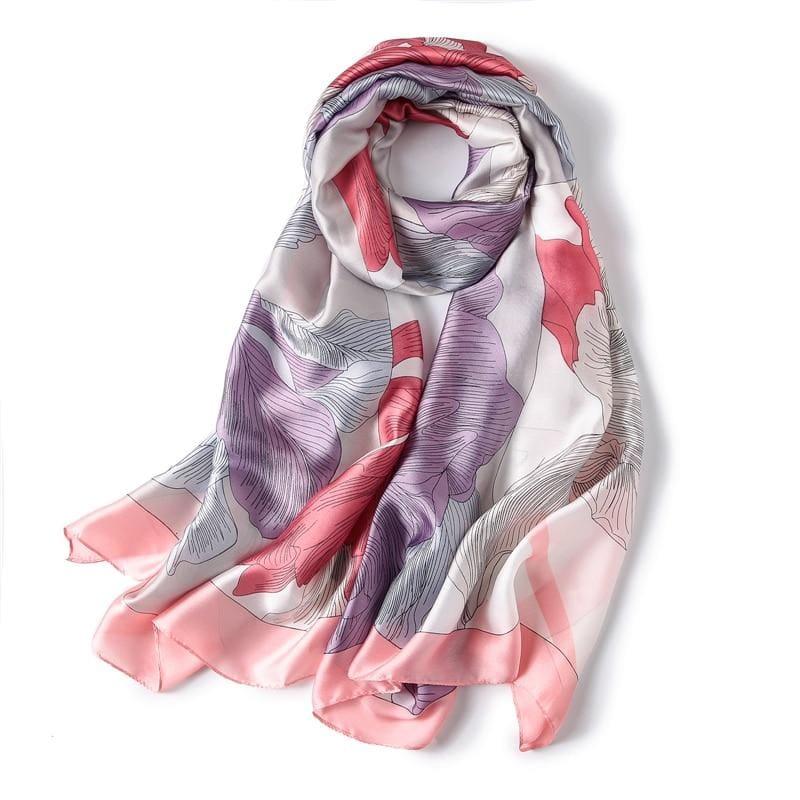 Shawls And Wrap Long Print Silk Scarf - C22 - Scarf