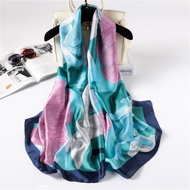 Shawls And Wrap Long Print Silk Scarf - C24 - Scarf