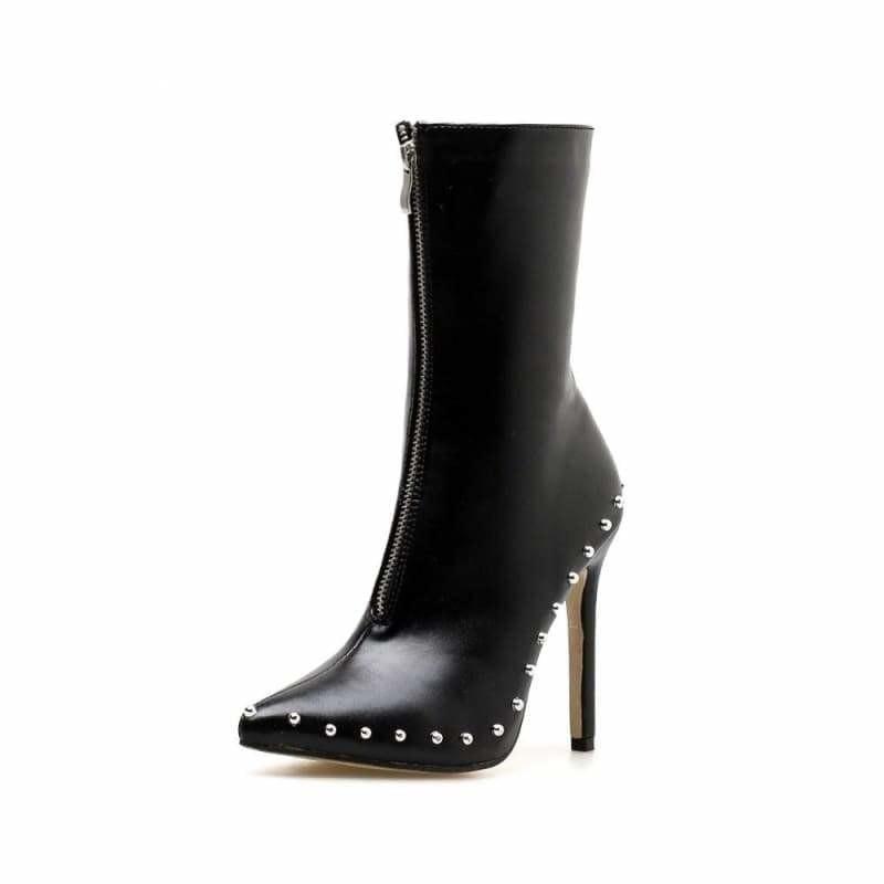 Short Ankle With Crystal Details High Heel Boots - boots
