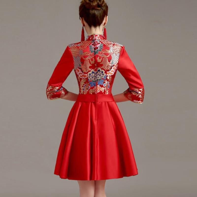 Short Modern Cheongsam Qipao Chinese Oriental Style Mini Dress - Mini Dress