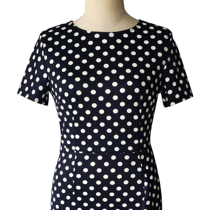 TeresaCollections Short Sleeve Wear to Work Vintage Polka Dot Pencil