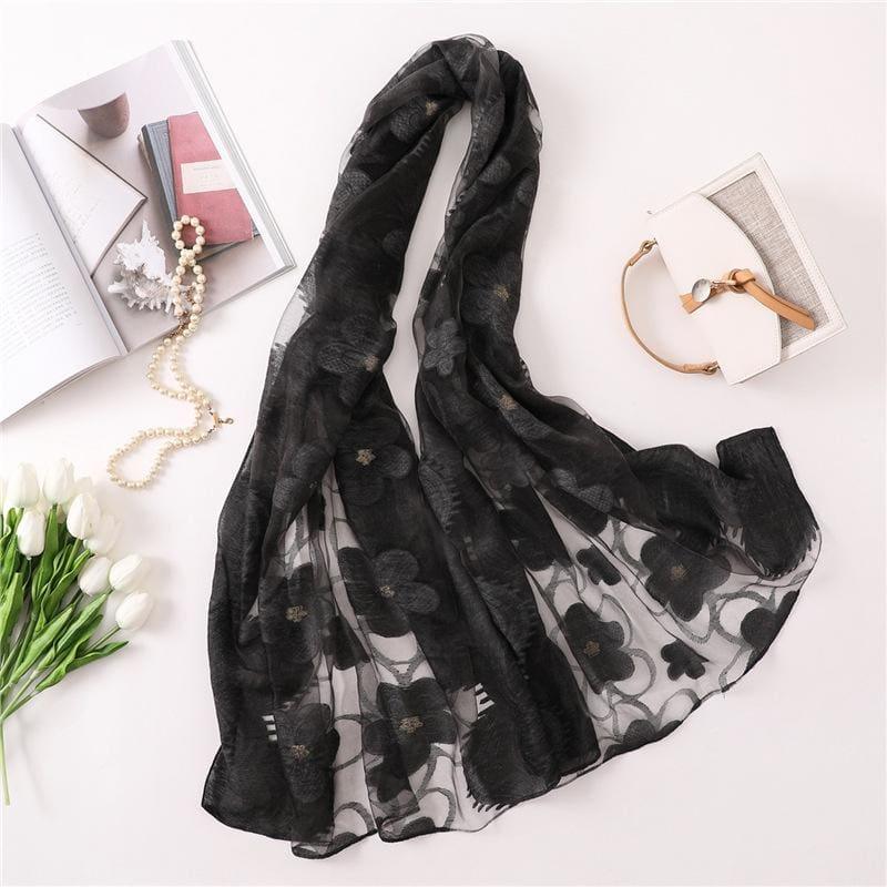 Silk Shawls and Wraps Scarf - black - scarf