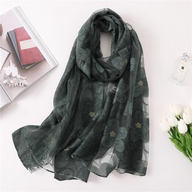 Silk Shawls And Wraps Scarf - Deep Green - Scarf