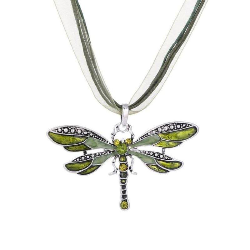 Silver Dragonfly Statement Boho Necklaces - necklace