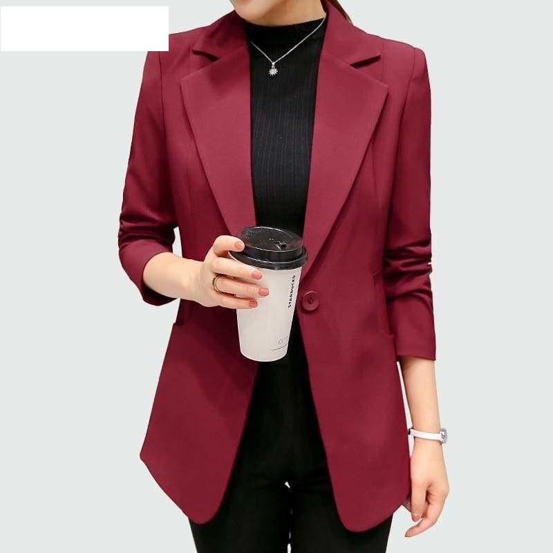 Single Button Blazer Jackets - Red / L - Jackets