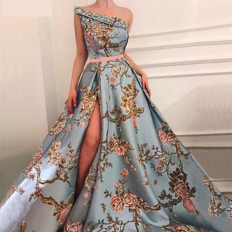 Sleeveless One-Shoulder Sexy With Diamond Embroidery Royal Evening Dress Ball Gown - gown