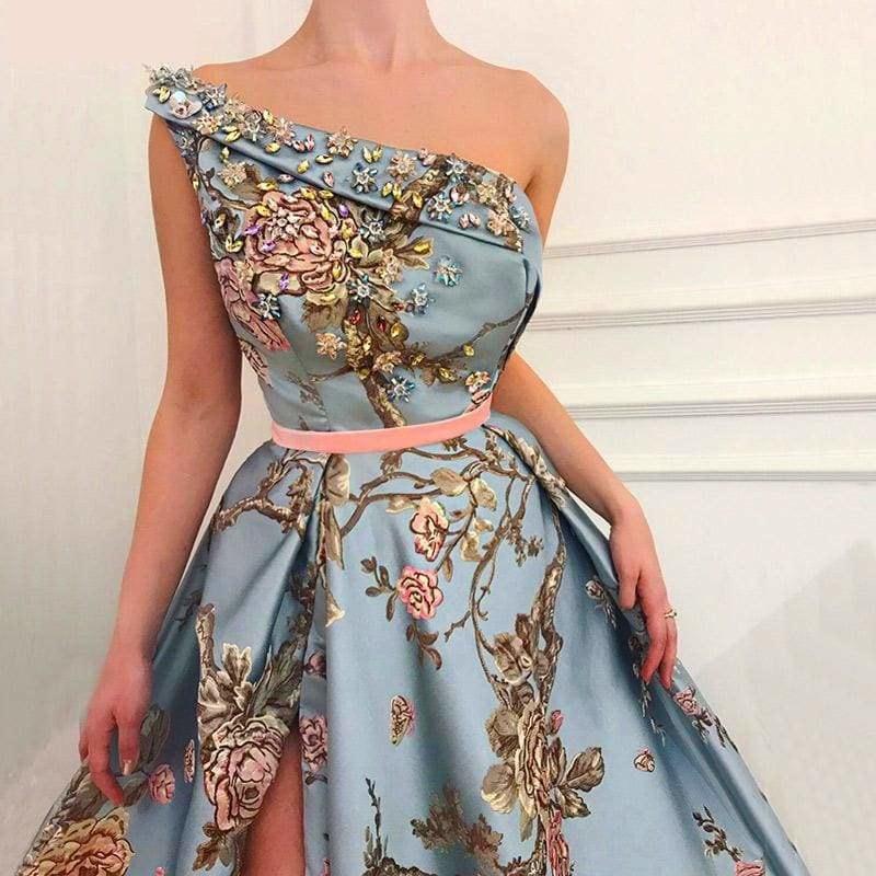 Sleeveless One-Shoulder Sexy With Diamond Embroidery Royal Evening Dress Ball Gown - gown