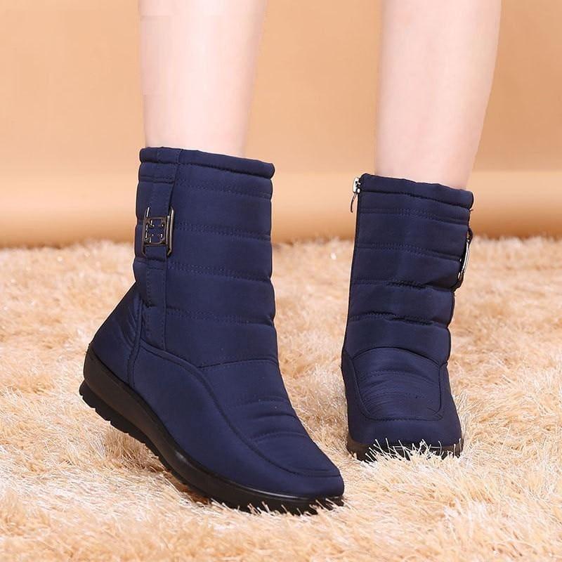 Snow Ankle Boots Female Zipper Down Winter Anti Skid Waterproof Boots - Sky Blue / 10 - Booties