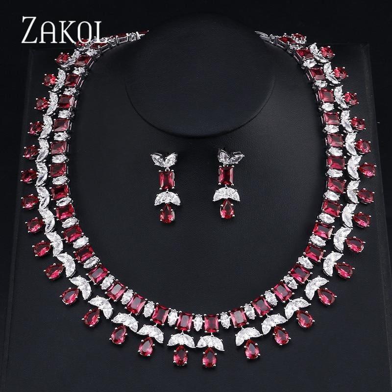 Sparkling Clear Water Drop Cubic Zirconia Elegant Bridal Wedding Jewelry Set - jewelry set
