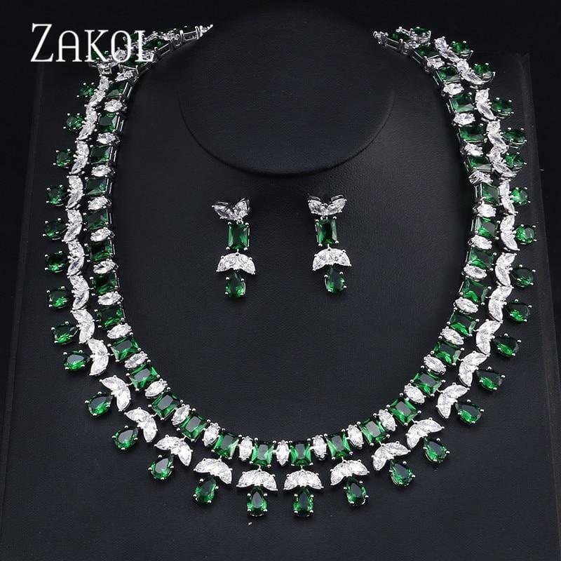 Sparkling Clear Water Drop Cubic Zirconia Elegant Bridal Wedding Jewelry Set - jewelry set