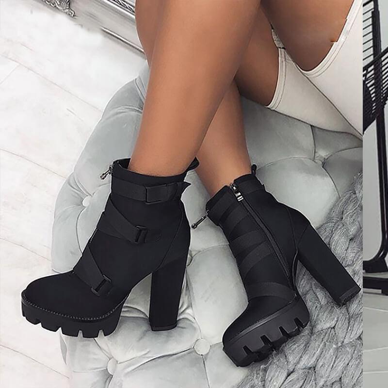 Spring Autumn Platform Ankle Boots - TeresaCollections