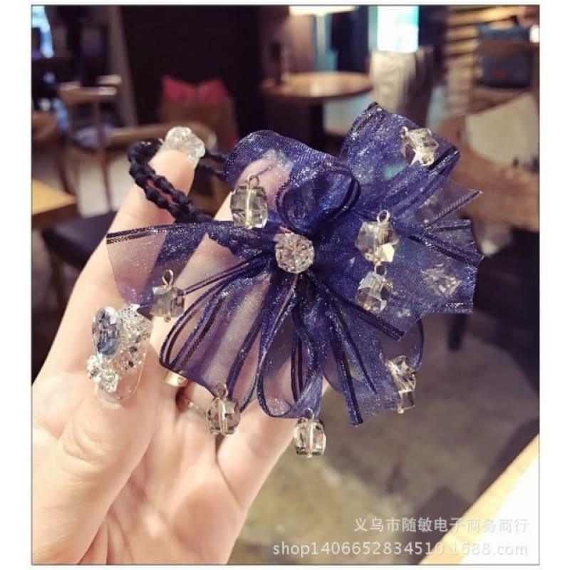 Spring New Style Flower Crystal Hair Elastic Hair Clip - 1 - Hair Clip