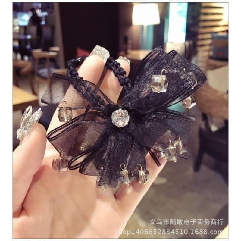 Spring New Style Flower Crystal Hair Elastic Hair Clip - 2 - hair clip