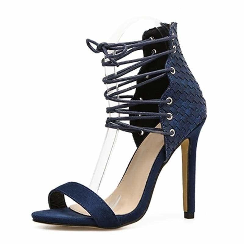 Strappy High Heel Stilettos Gladiator Sandals - Blue / 4 - Sandals