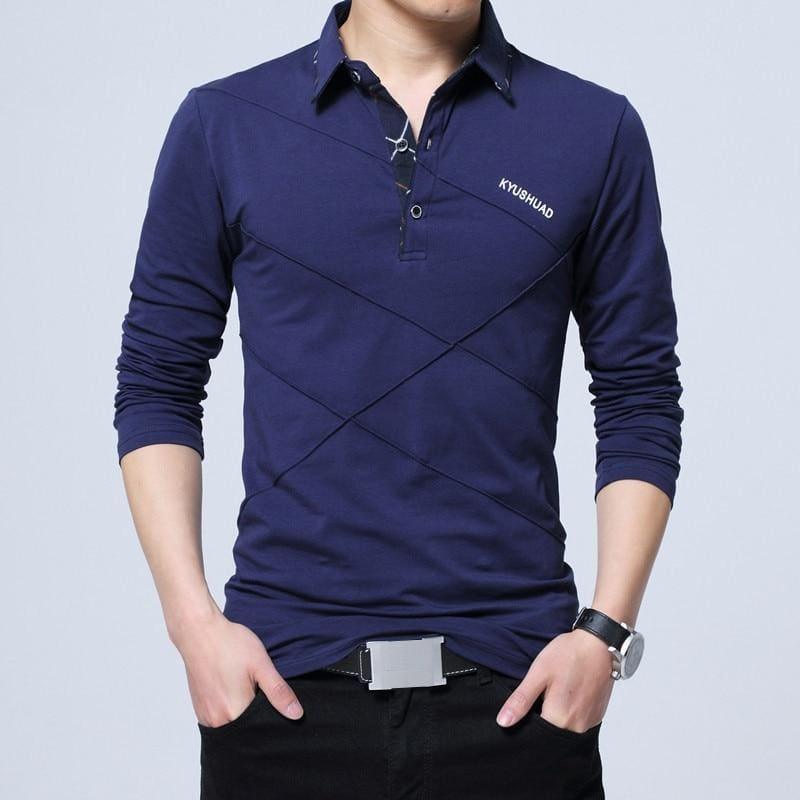 Stripe Designer T-shirt Slim Fit Loose Casual Cotton Mens T-Shirt - Blue / Asian Size 4XL - Mens T-shirt