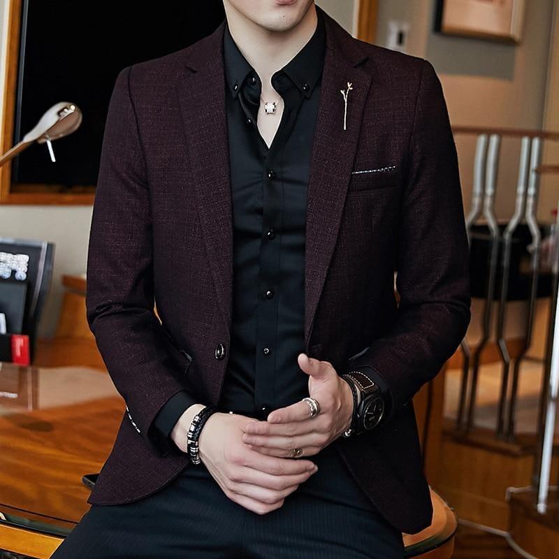 Striped Mens Slim Fit Blazer Slim Masculino Business Stylish Blazer - Suits