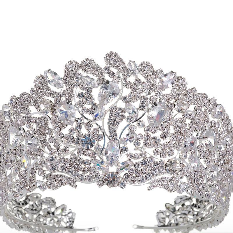 Stunning Copper Cubic Zirconia Crown Wedding Tiara CZ Bridal Hair Accessories - Hair Clips