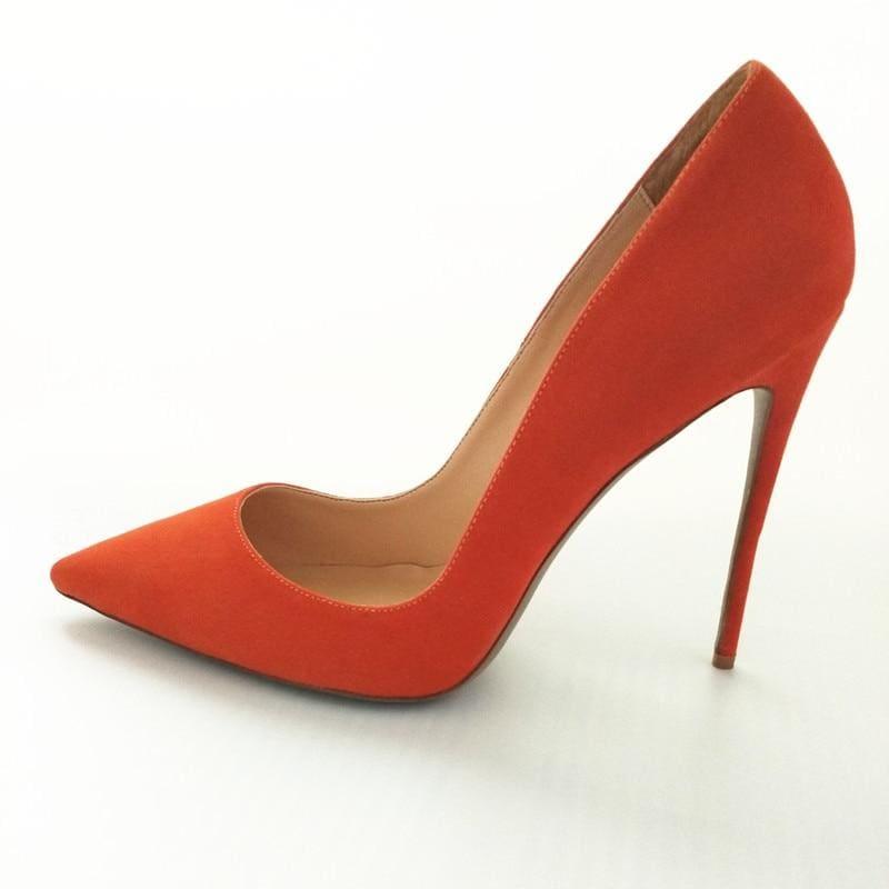 Suede Leather Footwear Women Pumps - Orange 12Cm / 10 - Pumps
