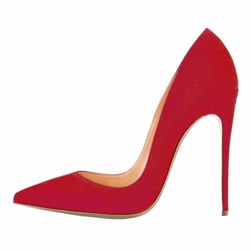Suede Leather Footwear Women Pumps - red 12cm / 10 - Pumps