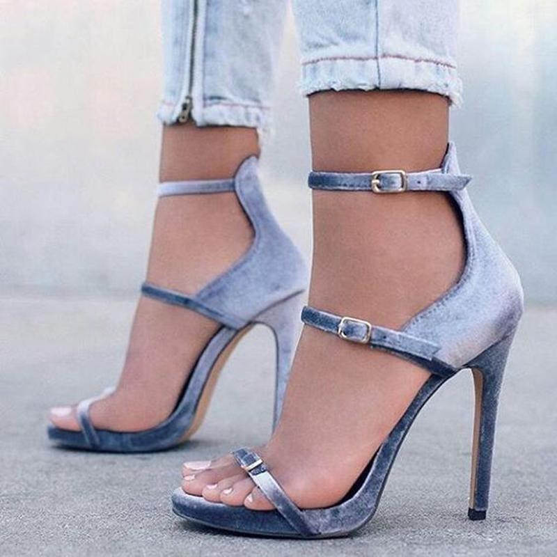 Summer Buckle Strap High Heels Sandals - Sandals