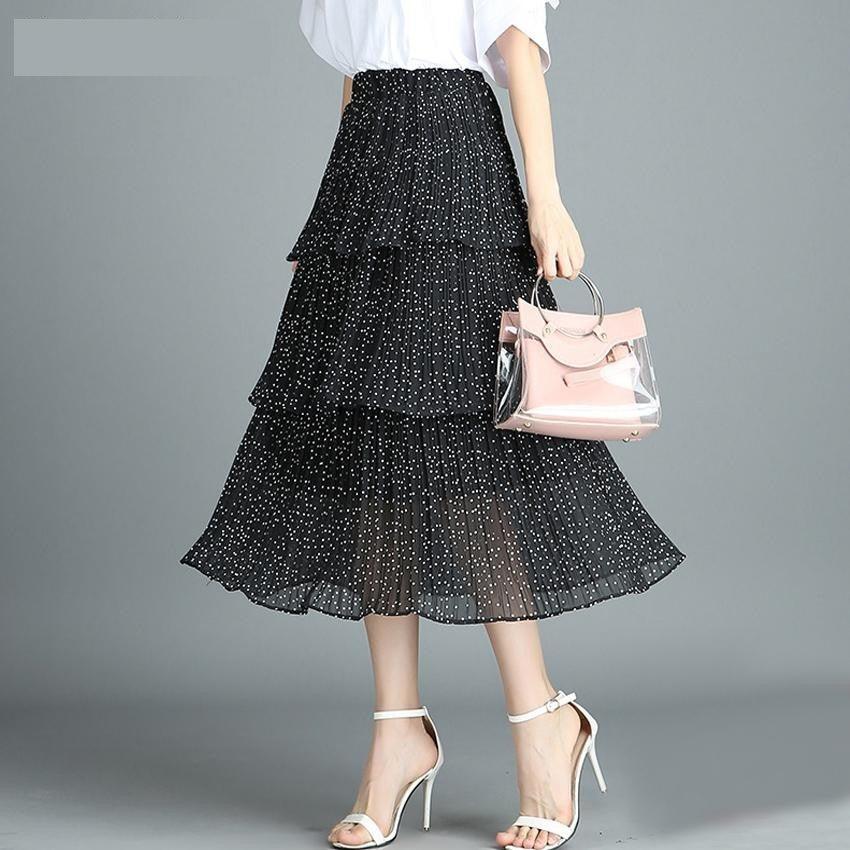 Summer Casual Polka Dot Bud Lace Skirt - TeresaCollections