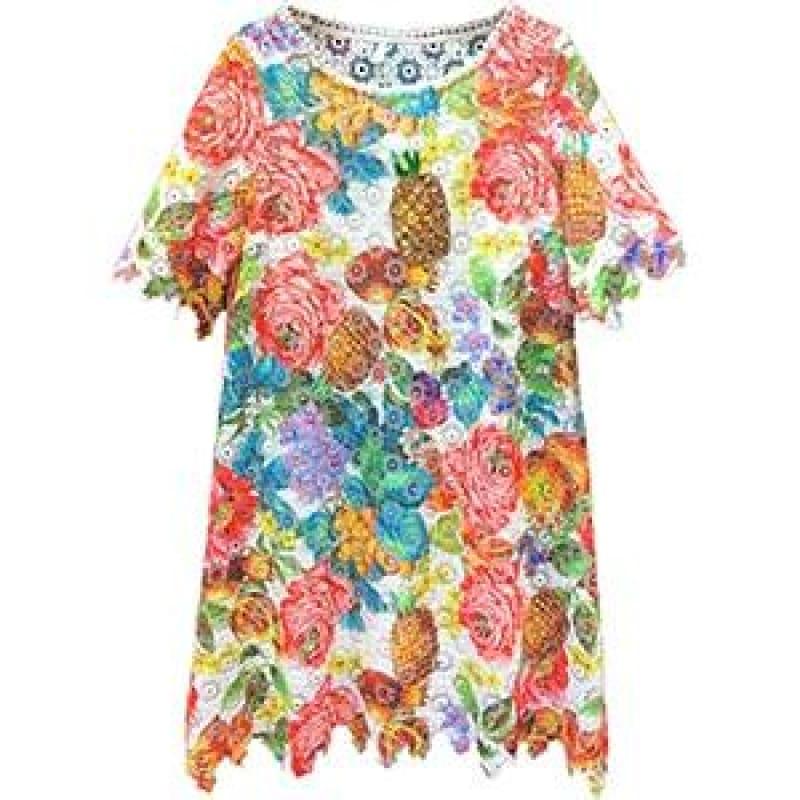 Summer Colors Lace Elegant Hollow Out Embroidery Beading Casual Mini Dress - Multi / M - mini dress